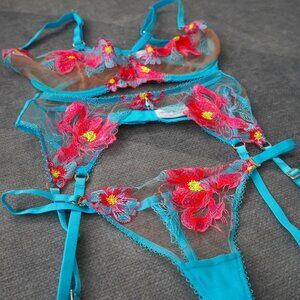 Honey Birdette Christine Turquoise Thong Set 32E 32DDD/F 10E 70F